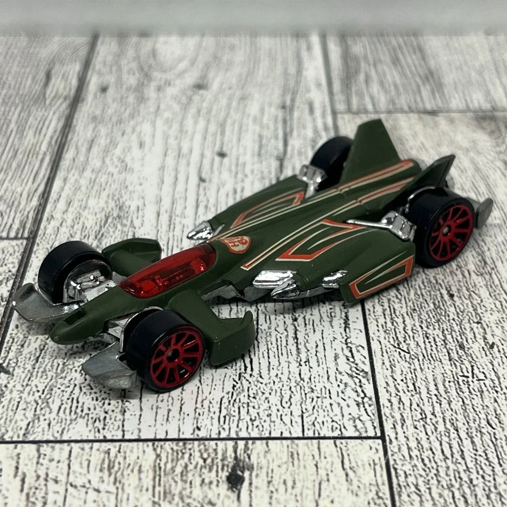 Hot Wheels Jet Threat 3.0 Olive‎ Green 2008 Jet Rides Red Wheels Loose